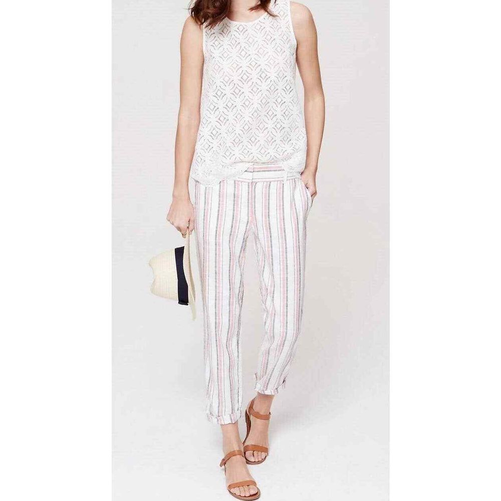 Ann Taylor White Striped Cropped Pants